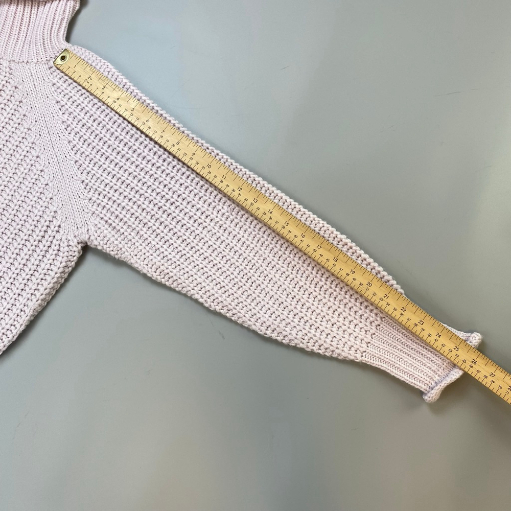 Sweater Small Pink Ribbed Roll Neck Soft Girl Balletcore Pastel Raglan Boxy Crop - Picture 6 of 10